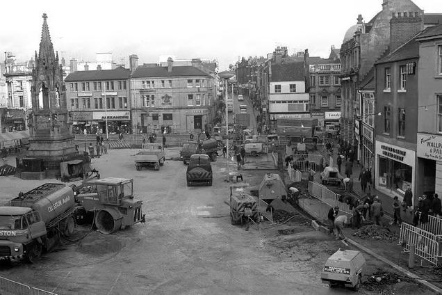 The resurfacing of the market place in Mansfield caused a lot of disruption for the town back in 1972.