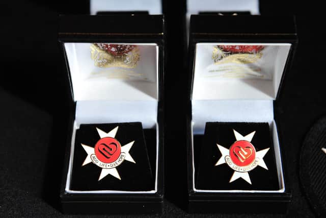 The Order of St John Award for Organ Donation features the organ donation heart logo backed by the Maltese Cross - which is used by the Order of St John - above the words ‘add life, give hope’.