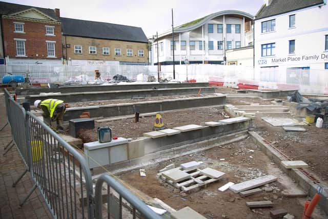 Severn Trent is currently at work in the Market Place.