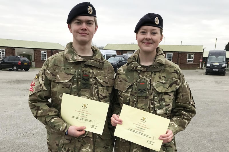 Samworth Church Academy students Lauren Greasley and Finn Hewitt have passed the cadet instructor course.