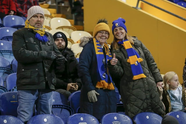 Stags fans during the Sky Bet League 2 match against Bradford City AFC at the One Call Stadium, 08 Nov 2022.  
Photo credit should read : Chris Holloway / The Bigger Picture.media:Mansfield Town fans are pictured before the defeat to Bradford City.