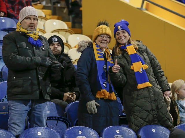 Stags fans during the Sky Bet League 2 match against Bradford City AFC at the One Call Stadium, 08 Nov 2022.  Photo credit should read : Chris Holloway / The Bigger Picture.media:Mansfield Town fans are pictured before the defeat to Bradford City.