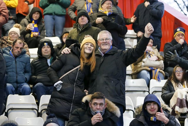 Mansfield Town fans at the Lamex Stadium for the match against Stevenage.