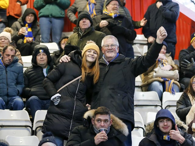 Mansfield Town fans at the Lamex Stadium for the match against Stevenage.