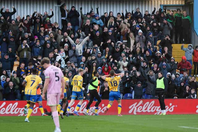 Rhys Oates celebrates his goal during the Sky Bet League 1 match against Bradford City AFC at the One Call Stadium, 01 Jan 2026.   Photo credit, Chris & Jeanette Holloway / The Bigger Picture.media