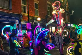 Neon dancers were a spectacular part of the entertainment at the Eastwood Christmas lights switch-on. Photo: 28swphotography