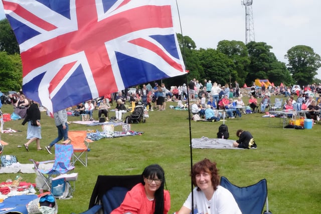 The prize for the biggest Union Jack on the park went to these two ladies.