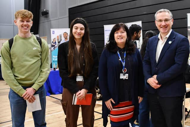 of Cllr Matthew Relf with visitors to the Ashfield Careers Fair