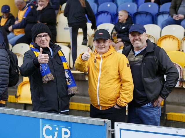 Mansfield Town fans before kick-off against Swindon Town.