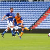 Stags striker Rhys Oates nets at Oldham on Saturday. Picture by Chris Holloway/The Bigger Picture.media.