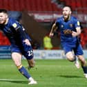 Will Forrester celebrates his goal at Doncaster. Photo by Chris Holloway/The Bigger Picture.media.