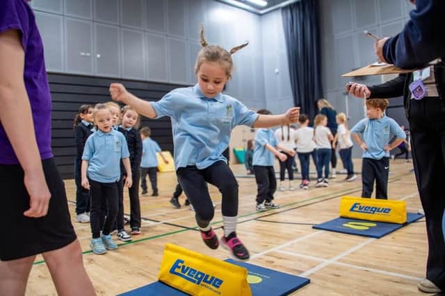 Children from The Flying High Academy, Ladybrook at the athletics event.