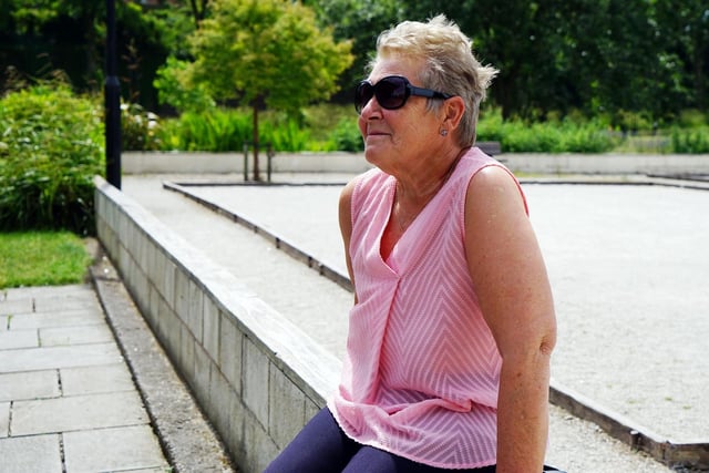 June Ricketts enjoys the good weather in Titchfield Park.