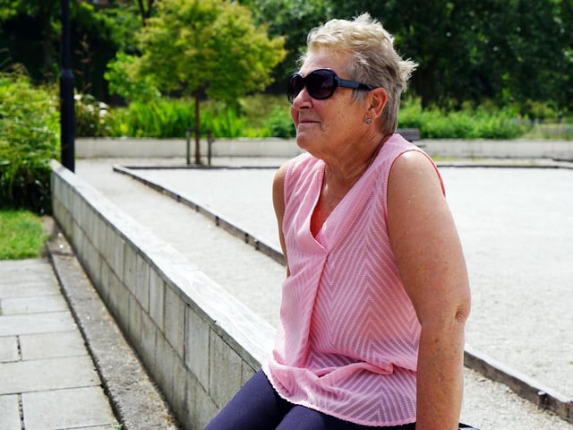 June Ricketts enjoys the good weather in Titchfield Park.