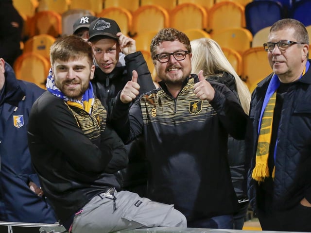 Mansfield Town fans ahead of the 0-0 draw with Newport County.