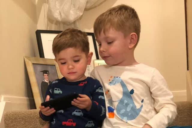 Mum Rebecca describes the two children as being 'very different' but says older brother Noah is desperate for his younger brother to be able to talk and play with him.