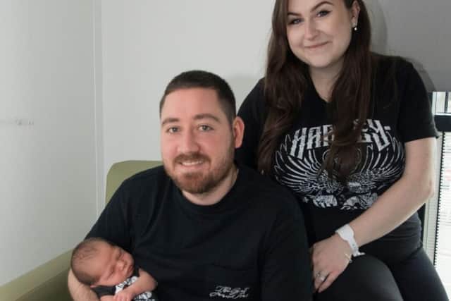 Matthew and Holly Fishwick with newborn baby Cove