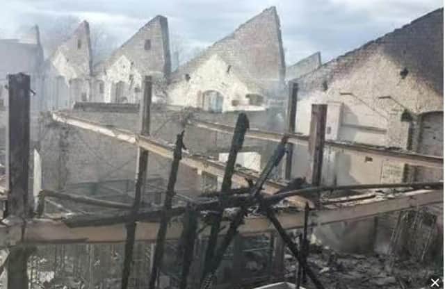 The burnt-out shell of Savanna Rags following a catastrophic blaze in March. Picture: Nottinghamshire Fire