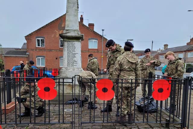 Eastwood Town Council has adorned the town's war memorials with large poppies ahead of Remembrance Day.