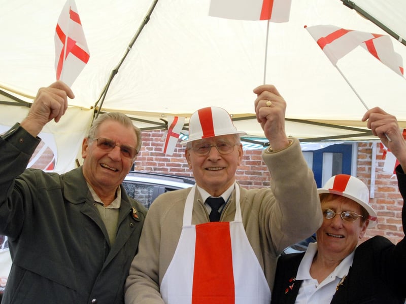 Members of the Ollerton British Legion flew the flag back in 2010 at the St. George's Day celebrations in Ollerton. From the left are Clive Gozzard, Bert Allott, and Mavis Ilett.