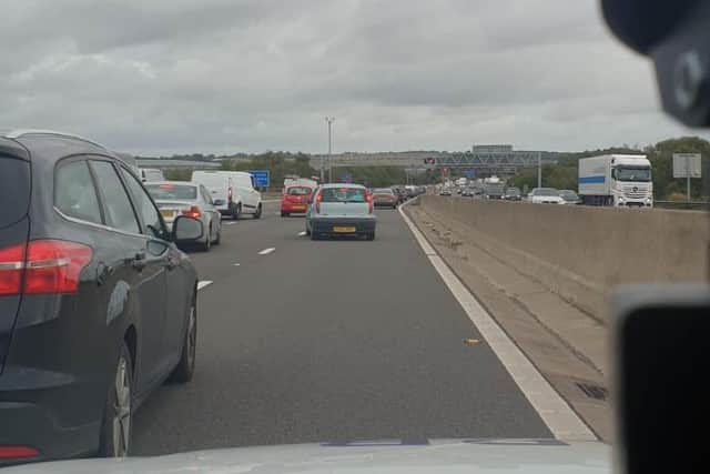 Car which ran out of fuel caused tailbacks on the M1.