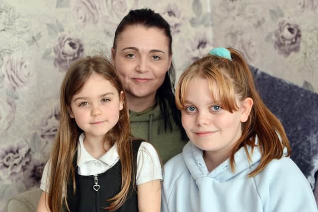 Mum Claire Hannah, who is able to spend happy days again with her two daughters, Ella-Grace, 10, and Louise, five.