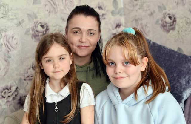 Mum Claire Hannah, who is able to spend happy days again with her two daughters, Ella-Grace, 10, and Louise, five.