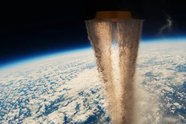 Ashes are scattered in the stratospheric winds