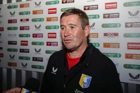 Mansfield Town manager Nigel Clough post match interview following the Carabao Cup match against Grimsby Town FC at the One Call Stadium, 08 Aug 2023  
Photo credit : Chris & Jeanette Holloway / The Bigger Picture.media