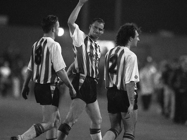 Phil Stant celebrates netting against Crewe.