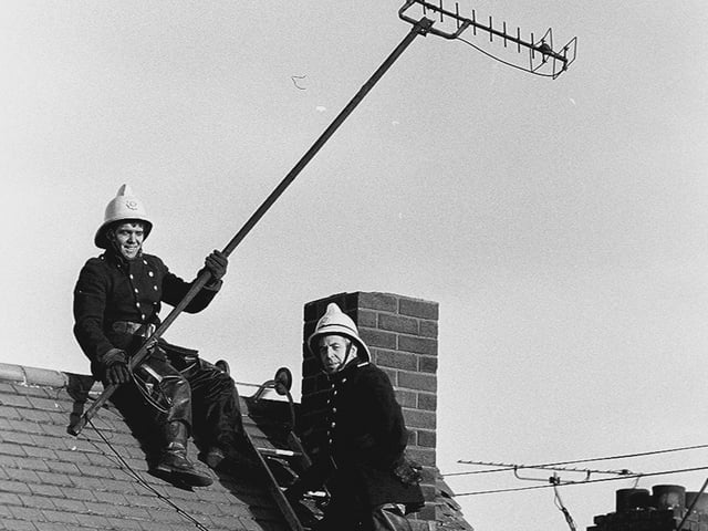 TV aerials were ripped from rooftops in the town, back before the days of Sky TV!