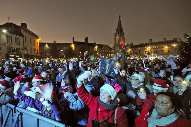 A Christmas light switch-on event in Mansfield town centre - 2018.