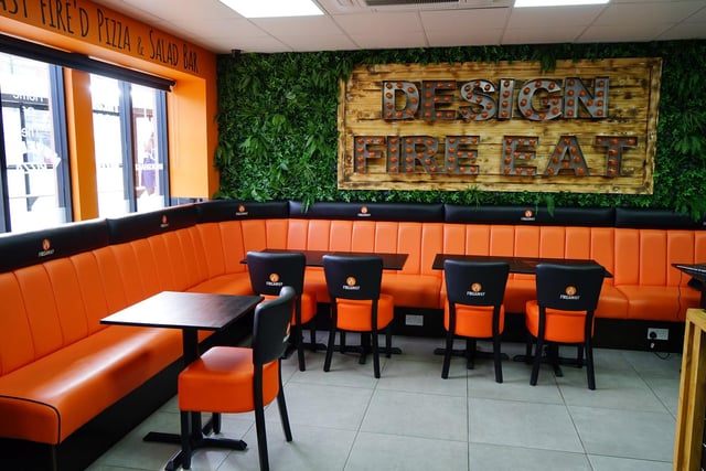 The fiery decor adds to the flare.