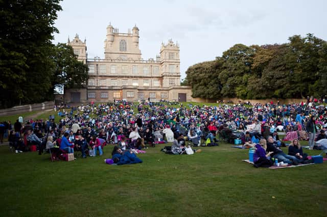 Crowds enjoying outdoor cinema at Wollaton Hall. Photo: Graham Lucas Commons