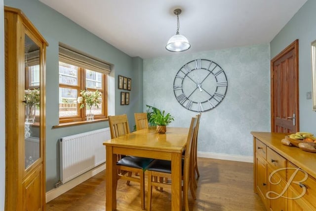 Next stop at the £330,000-plus Lilac Grove property is this homely dining room, which is easily reached from the kitchen. As you can see, there is lots of space for a dining table and chairs, and the room is bright too thanks to a window to the rear of the house.