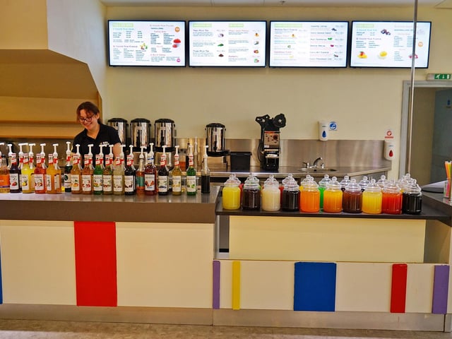 Phoebe Hibbotson prepares drinks, out of thousands of combinations.
