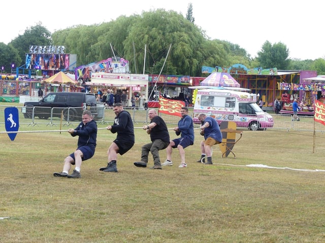 Teams competed in an intense tug-of-war battle.