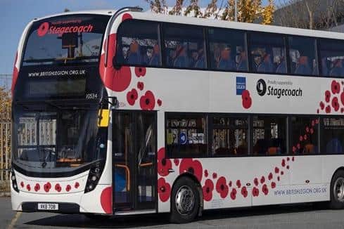 Stagecoach has decorated one of its buses with poppies ahead of Armistice Day.