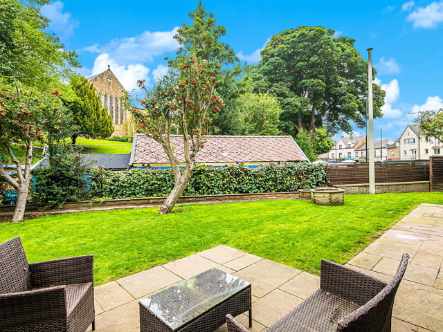 All Saints Church, Ecclesall, can be seen from the garden.
