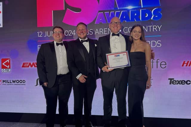 Miller Knight winning ‘Fire Safety Installer of the Year’ at the FSM Live Awards
