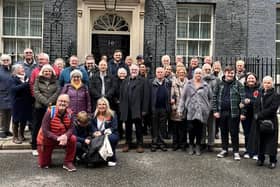 Coun Ben Bradley and the group outside 10 Downing Street.