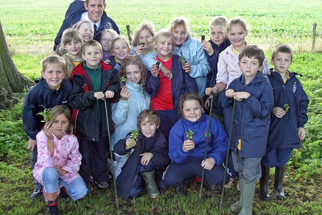 2009: Pupils from four Nuthall schools helped to plant over 1,000 wildflowers along the B600 verge. Members of Larkfields School nature club planting are pictured.