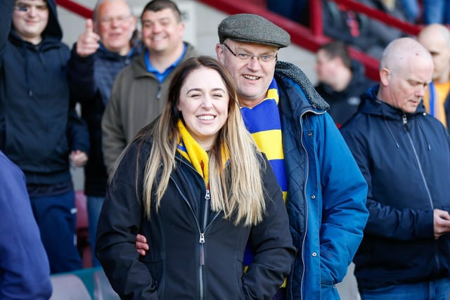 Mansfield Town fans enjoying their day out in the big win at Scunthorpe United.