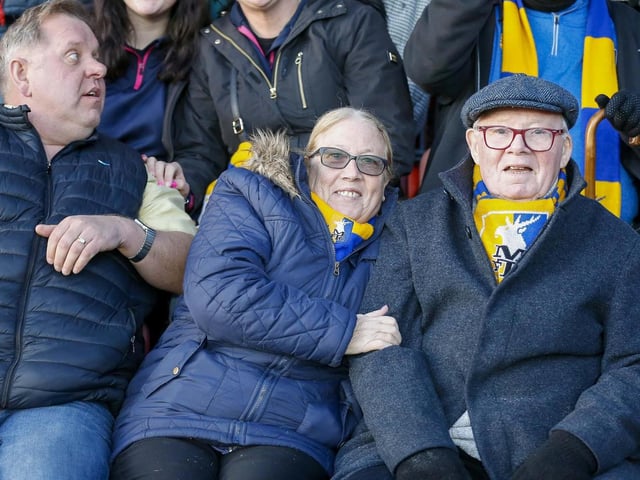 Mansfield Town fans ahead of the win over Salford.