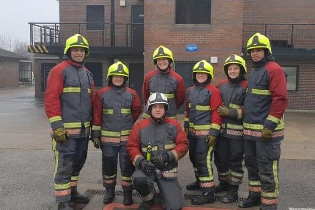 Lee Shaw (middle front) was a watch manager at Nottinghamshire Fire and Rescue Service