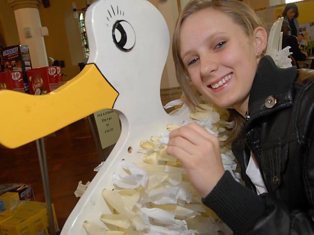 Amy Dallison at the Pluck The Duck stall at the St Albans Church Easter Eggstrvaganza in 2009