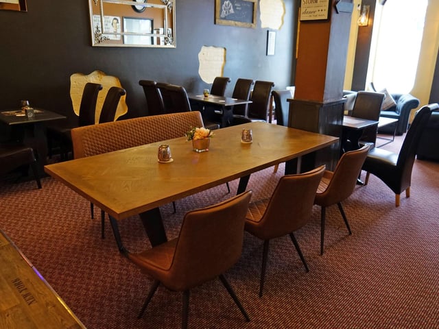 There are many different table and chair arrangements to accomodate all size groups.