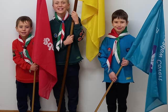 1st Meadow Covert Scouts with their new flags