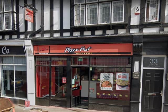 A Pizza Hut Delivery outlet on Albert Street, Mansfield town centre.