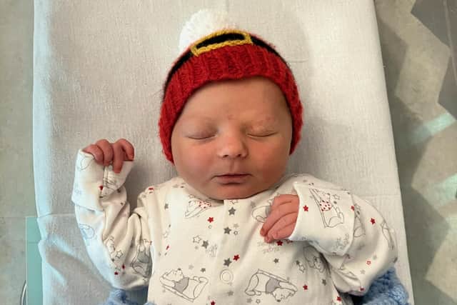 Harrison Parker Niblett was born at King’s Mill Hospital, Sutton, on Christmas Day, at 6.03am, weighing 8lb 11oz.